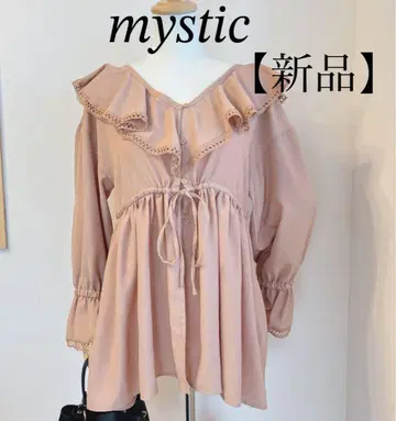 새상품 mystic 미스틱 프릴 블라우스 핑크 성숙 큐트