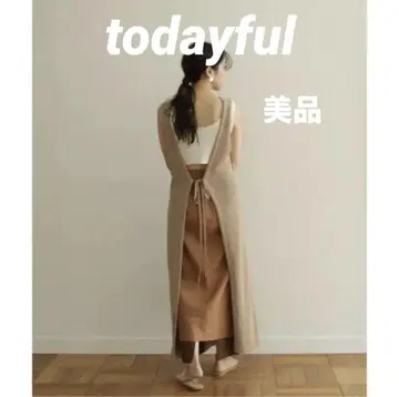 todayful/니트 에이프런 원피스