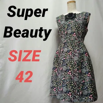Super Beauty 슈퍼뷰티 꽃무늬 원피스 자수 블랙 42