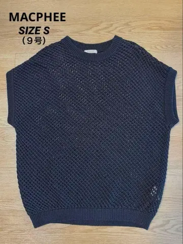 MACPHEE 코튼 메쉬 크루넥 풀오버 블랙 S 사이즈
