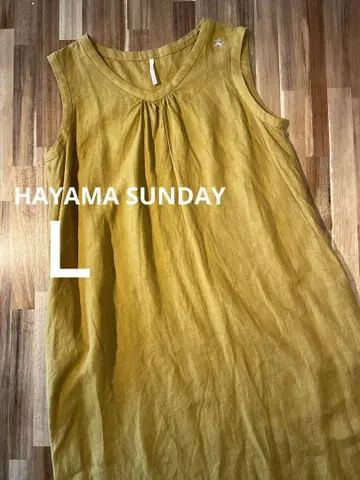 HAYAMA SUNDAY 벨기에 린넨 V넥 슬리브리스 원피스