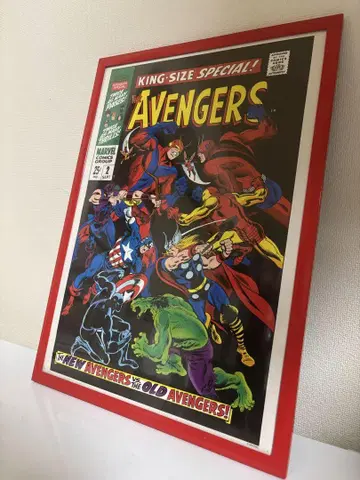 marvel 마블 코믹 포스터 4매 세트 빨간색 프레임 포함