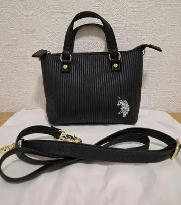 U.S. POLO ASSN. 숄더백 플리츠 미니 토트 블랙 폴로
