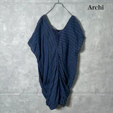 archi 아키 장식 드레이프 디자인 슬리브리스 원피스 N965