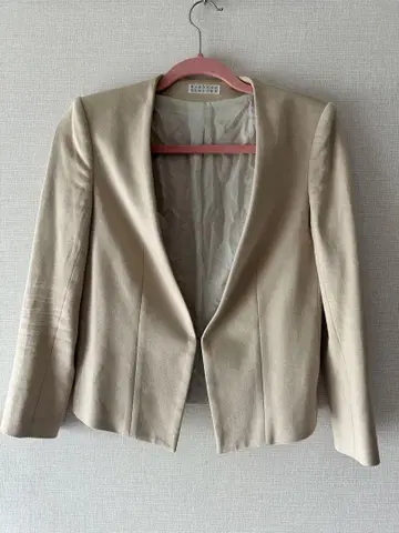 BARNEYS NEWYORK 베이지 노카라 자켓 면100%