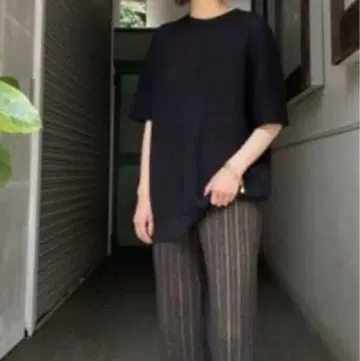 TODAYFUL 하프 슬리브 린넨 니트 블랙 FREE 마 혼방