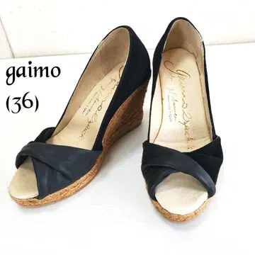 gaimo 가이모 에스파드리유 가죽 웨지솔 오픈토 샌들