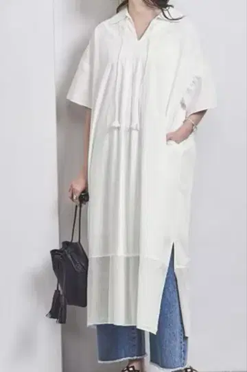 새상품 UNITED ARROWS 오간자 콤비 카프탄 원피스