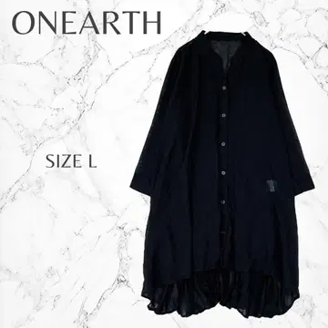 ONEARTH 부드러운 백 플리츠 얇은 소재 셔츠 원피스 L 넉넉한
