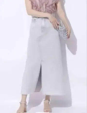 데님 타이트 스커트 롱 기장 그레이