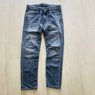 재팬 블루진 블랙 데님 데미지