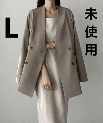 시착만 한 상품 얇은 소재의 노카라 더블 버튼 자켓(따뜻한 날씨용) L