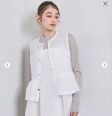 UNITED ARROWS 에어리 자카드 베스트 페플럼 블라우스