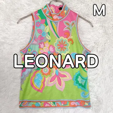 LEONARD 레오나르 슬리브리스 티셔츠 모크넥 꽃무늬 M
