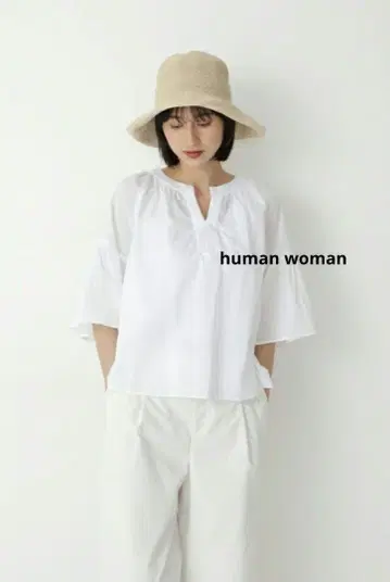 human woman 휴먼 우먼 슬라브 코튼 블라우스