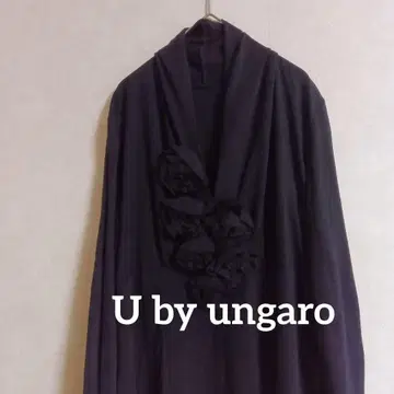 새상품급 U by ungaro 유바이웅가로 원피스 꽃 모티브 블랙 40