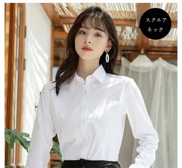 블라우스 셔츠 여성용 긴팔 상의 와이셔츠 화이트 셔츠 2장 세트