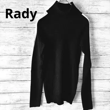 레이디] Rady 터틀 니트 S 레이온 사이드 라인 블랙 화이트