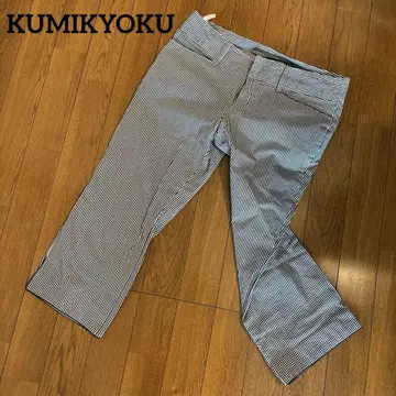KUMIKYOKU 깅엄 체크 무늬 크롭 팬츠 7부 소매 사이즈 3