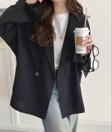 돌먼 슬리브 오버 사이즈 더블 테일러드 자켓 (긴팔)