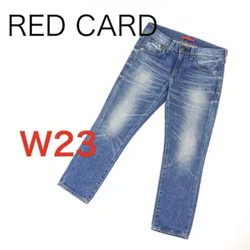 H878-123 레드카드 크롭 청바지 워시 에이징 가공