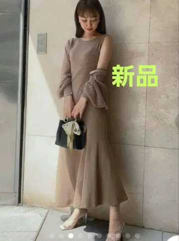 새상품 로얄 파티 롱 원피스 카멜