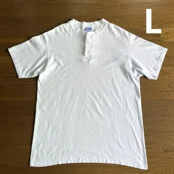 80년대 USA Hanes 헨리넥 티셔츠 L 화이트 무지 코튼