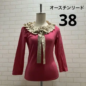 오스틴 리드 프릴 옷깃 핑크 7부 소매 티셔츠 티셔츠