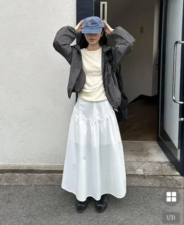 sep19 V 셔링 롱 스커트