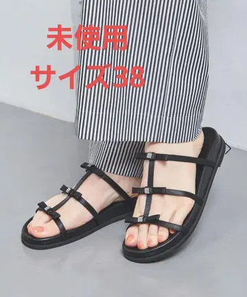 UNITED ARROWS 3 리본 뮬 블랙