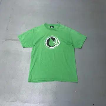 90s Volcom 그래픽 프린트 반팔 티셔츠 컷소 그린