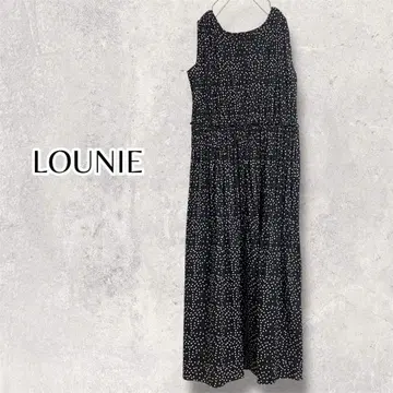 LOUNIE 루니 랜덤 도트 롱 원피스 슬리브리스 블랙