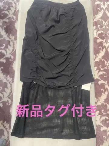 택 포함 새상품 블랙 메쉬 드레이프 스커트