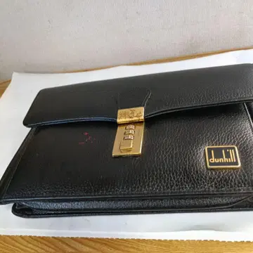 던힐 블랙 가죽 클러치 백
