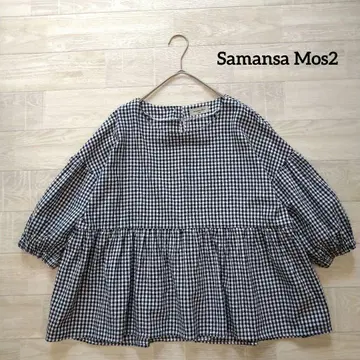 Samansa Mos2 사만사 모스모스 깅엄 개더 블라우스 F