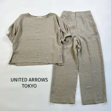 UNITED ARROWS 린넨 라이크 셋업 팬츠 베이지 38
