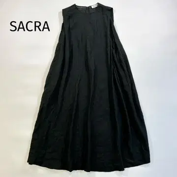 SACRA 린넨 100 슬리브리스 A 라인 원피스 블랙 38 넉넉한