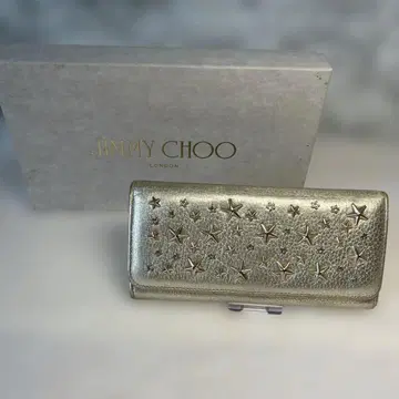 JIMMY CHOO 골드 가죽 장지갑 별 모양 스터드