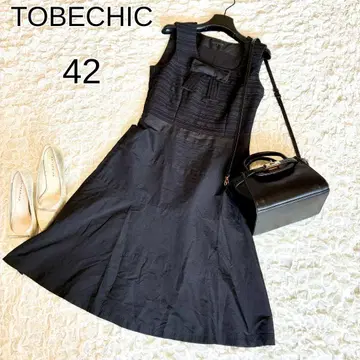 TOBECHIC 42 슬리브리스 원피스 드레스 블랙 리본