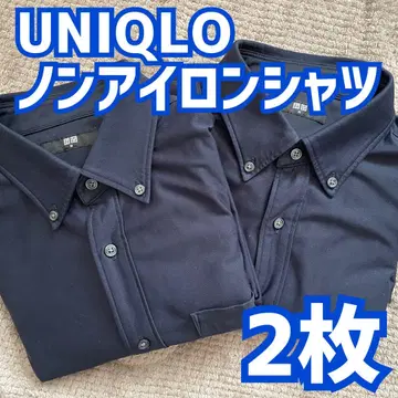 유니클로 다리미가 필요 없는 저지 셔츠 네이비 2장 세트