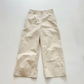 마가렛 호웰 린넨 혼방 와이드 팬츠 베이지 롤업