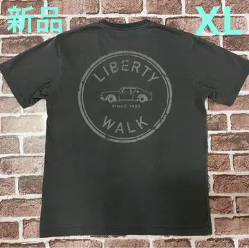 LIBERTY WALK 상의 반팔 티셔츠 그레이 프린트 자수 로고