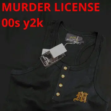 새상품 마더 라이선스 큐빅 & 골드 버튼 탱크탑 46 y2k