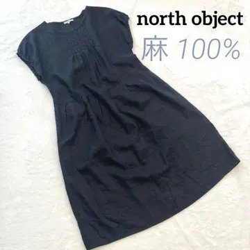 새상품급 north object 린넨 100% 핀턱 롱 원피스