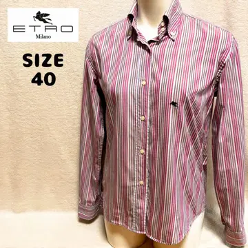 ETRO 멀티 스트라이프 긴팔 코튼 셔츠 사이즈 40 페가수스 자수