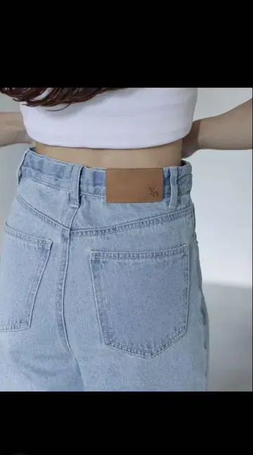 Thevon yuna 데님 하이웨스트 스트레이트 데님 팬츠