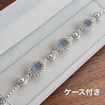 핸드메이드 블루 크리스탈 스와로브스키 펄 팔찌
