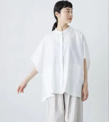 카구레 린넨 스퀘어 케이프 셔츠