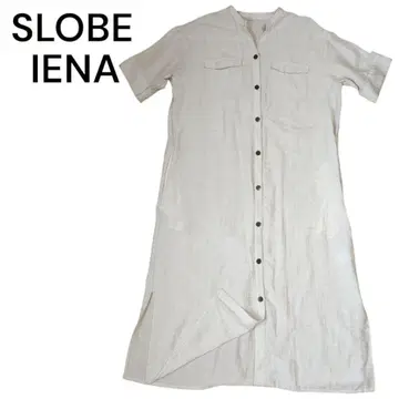 SLOBE IENA 린넨 혼방 스키퍼 셔츠 원피스 롱 베이지
