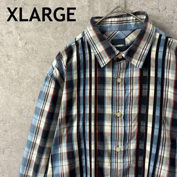 XLARGE 체크 무늬 긴팔 셔츠 남성용 M 사이즈 블루 계열 엑스라지